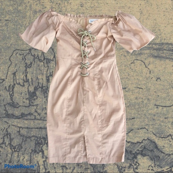 Boutique Dress Off Shoulder Khaki NWT Womens Small - Picture 4 of 12